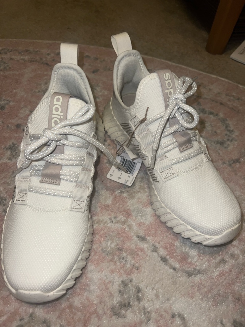 adidas White Sneakers with Light Taupe Accents